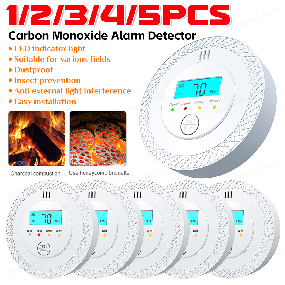 1-5PCS Carbon Monoxide Alarm D - مراجعة Smoke Detector Interconnected وسعره