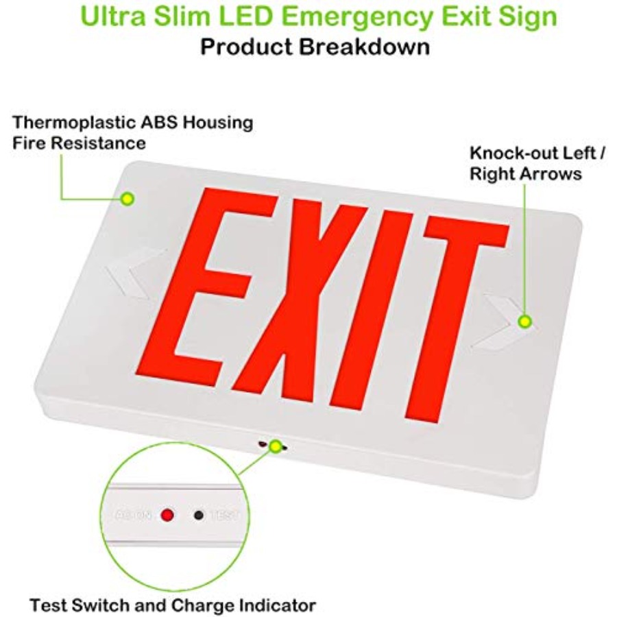 Ultra Slim LED Exit Sign, Red  - مراجعة Emergency Exit Sign وسعره