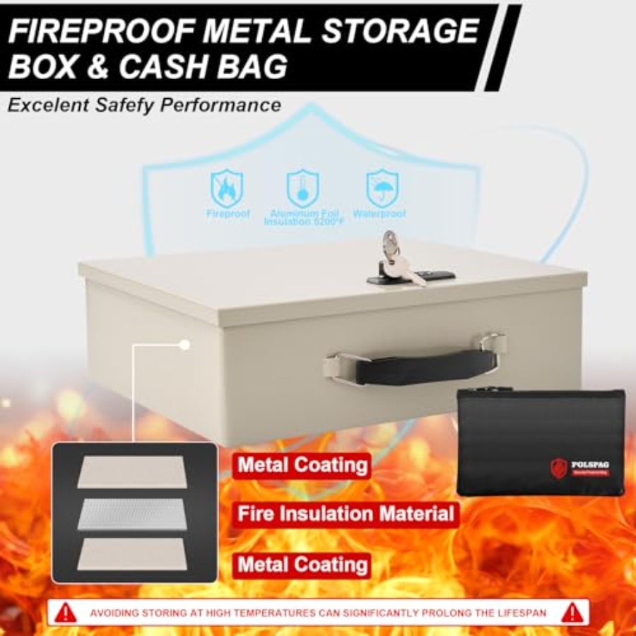 Fireproof Document Box with Ke - مراجعة Fire Safe Document وسعره