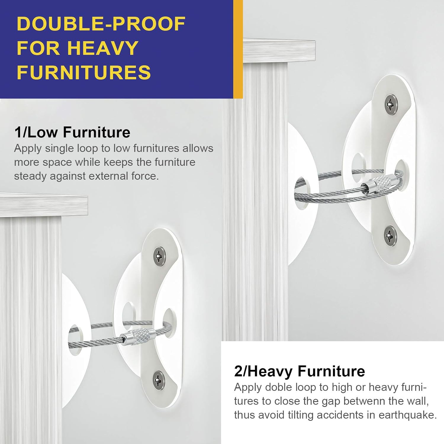 6 Set Furniture Wall Anchors A - مراجعة Earthquake Anchor Strap وسعره