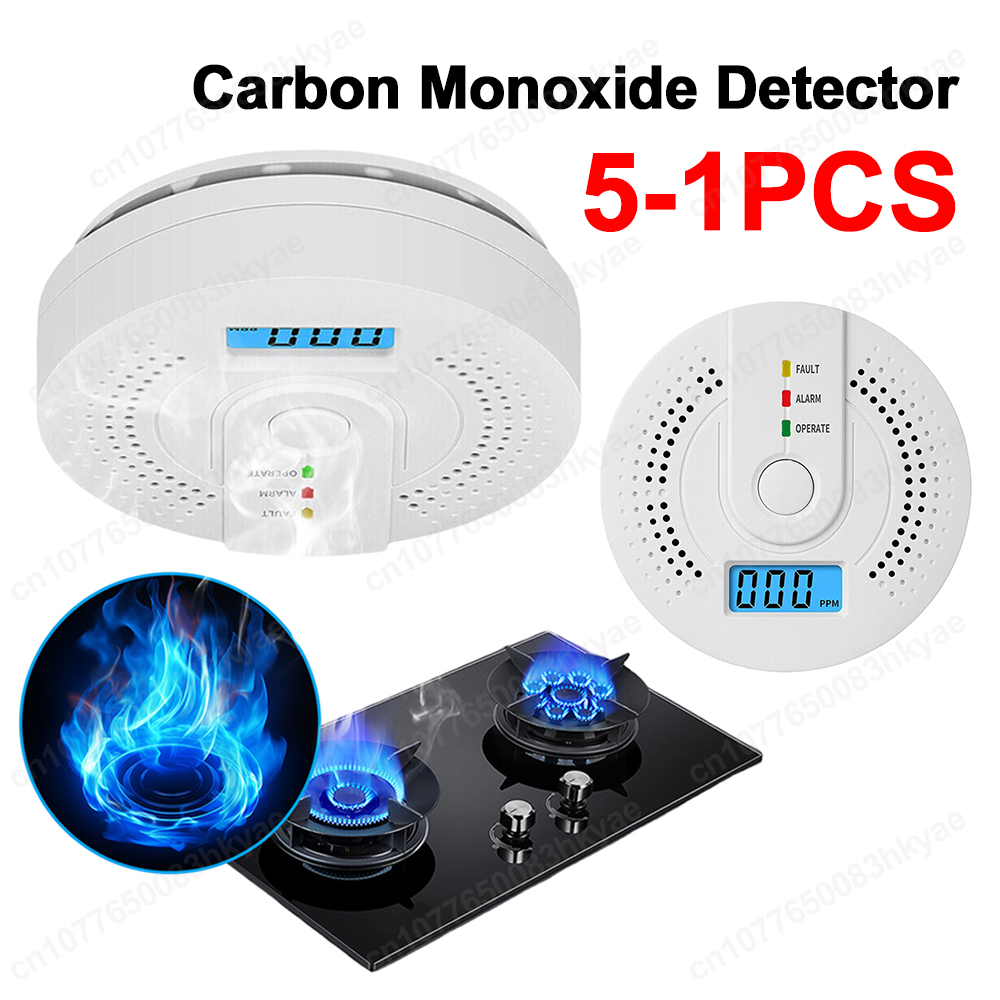 5-1PCS Digital Carbon Monoxide - مراجعة Smoke Detector Interconnected وسعره