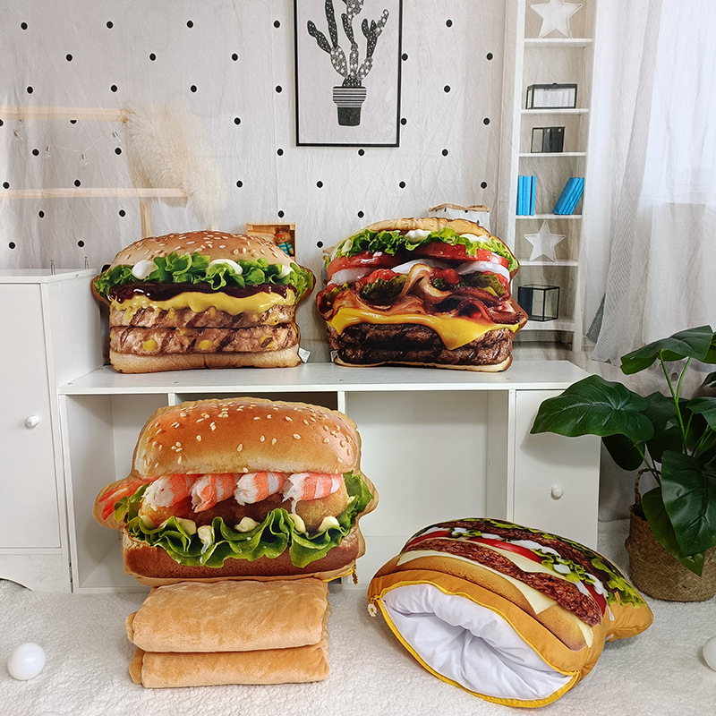 Lifelike Plush Hamburger Pillo - مراجعة Fire Blanket Kitchen وسعره