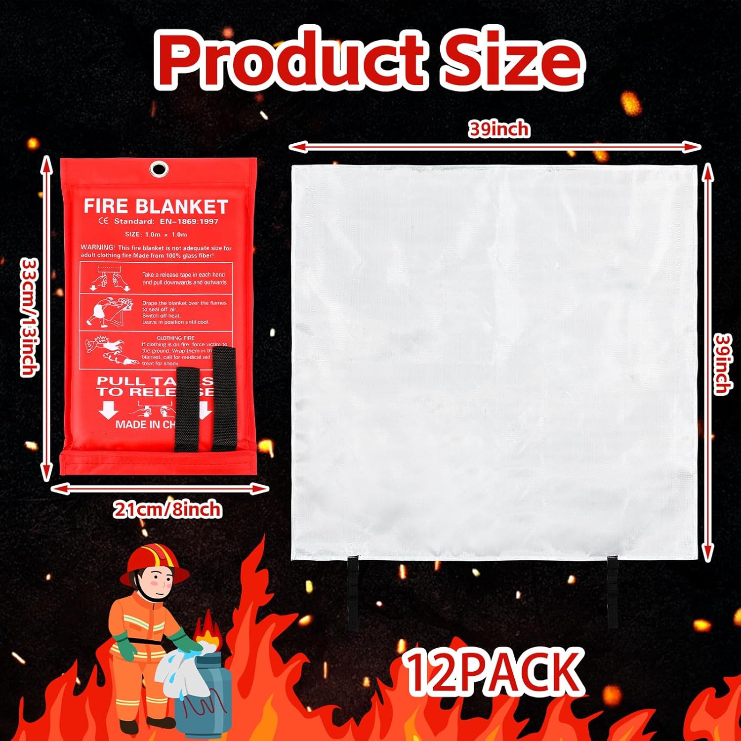 12 Pack Fire Blankets 39x39 In - مراجعة Fire Blanket Kitchen وسعره