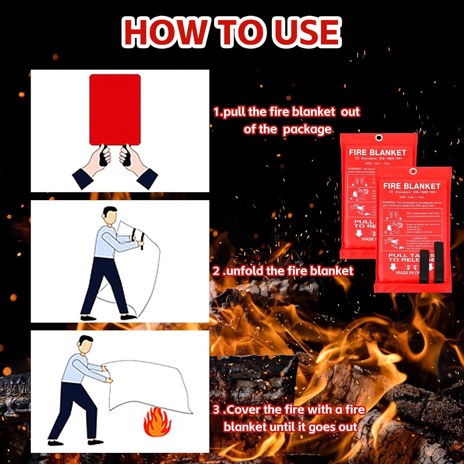 12 Pack Fire Blankets 39x39 In - مراجعة Fire Blanket Kitchen وسعره