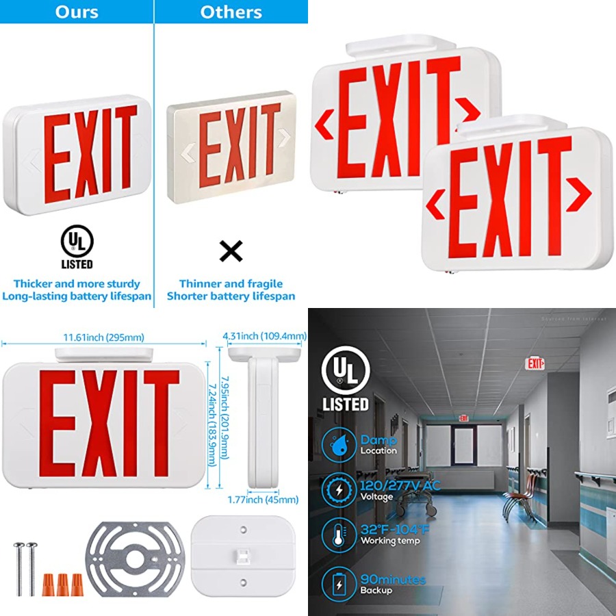 LED Exit Sign, Emergency Exit  - مراجعة Emergency Exit Sign وسعره