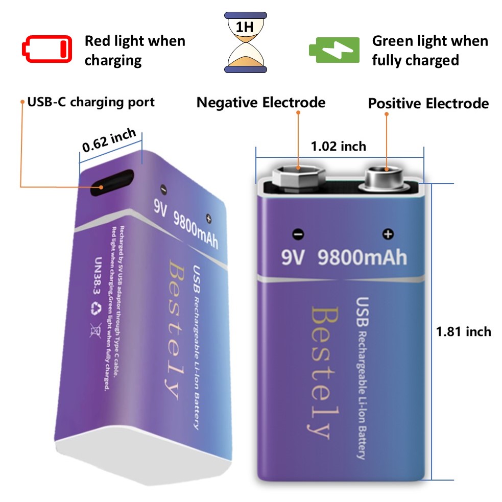 Rechargeable 9V Battery, 9800m - مراجعة Smoke Detector Interconnected وسعره