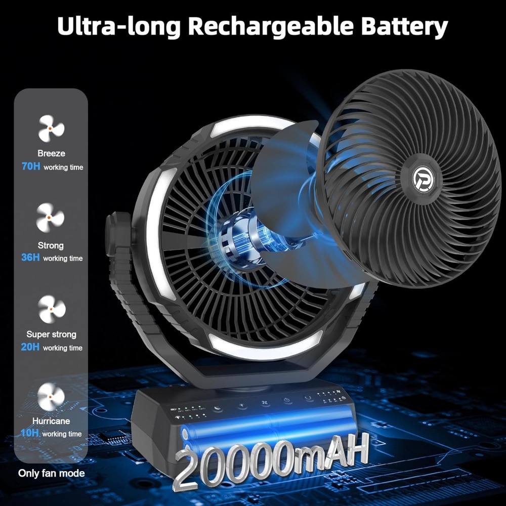 20000mAh Camping Fan with Ligh - مراجعة Power Outage Light وسعره