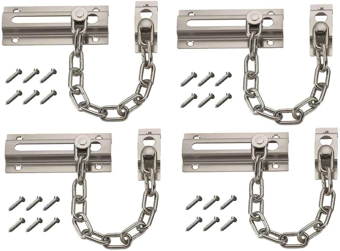 4PCS Door Chain Guard Security - مراجعة Security Chain Door وسعره