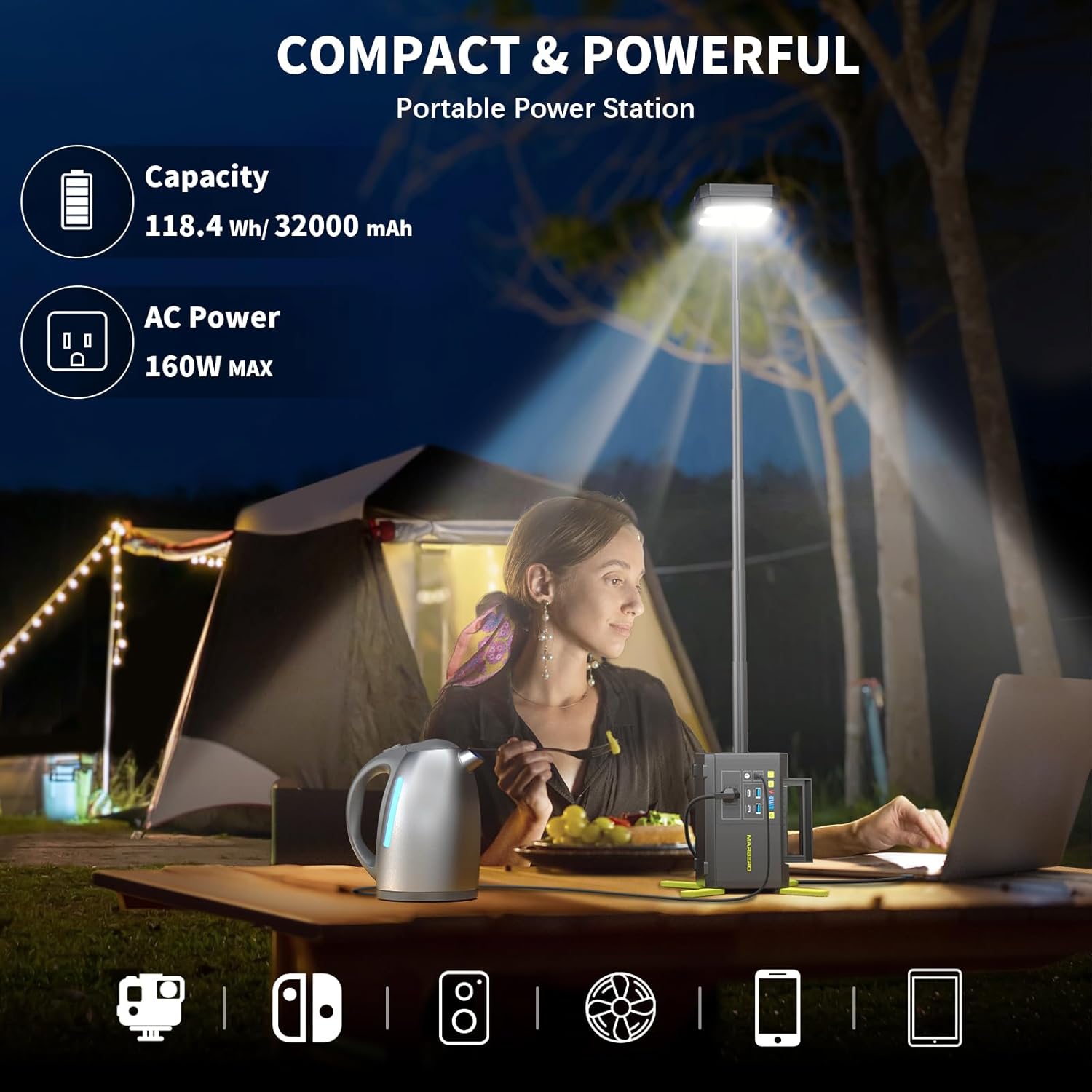118Wh Portable Power Station w - مراجعة Power Outage Light وسعره